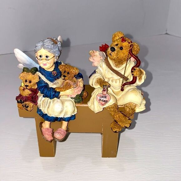 Boyds Bears Set Archer Straitshot & Grandma Faeriehugs Shelf Sitters Figurine - Picture 10 of 12
